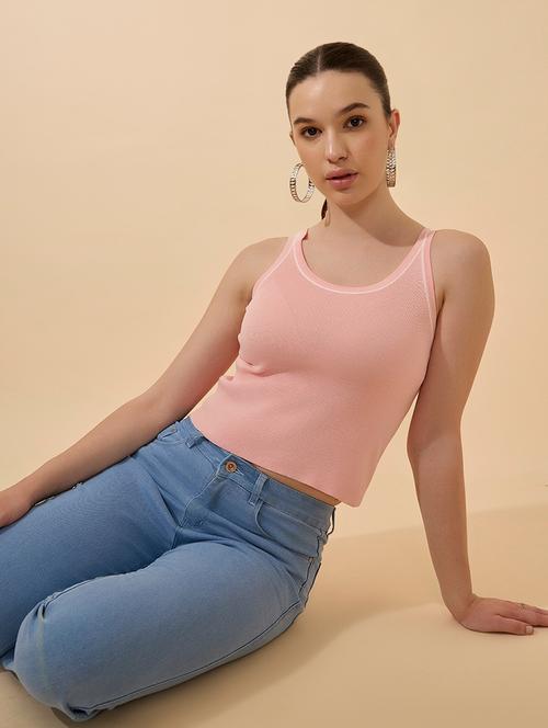 women solid shoulder strap tank top - 21941901 - Standard Image - 0