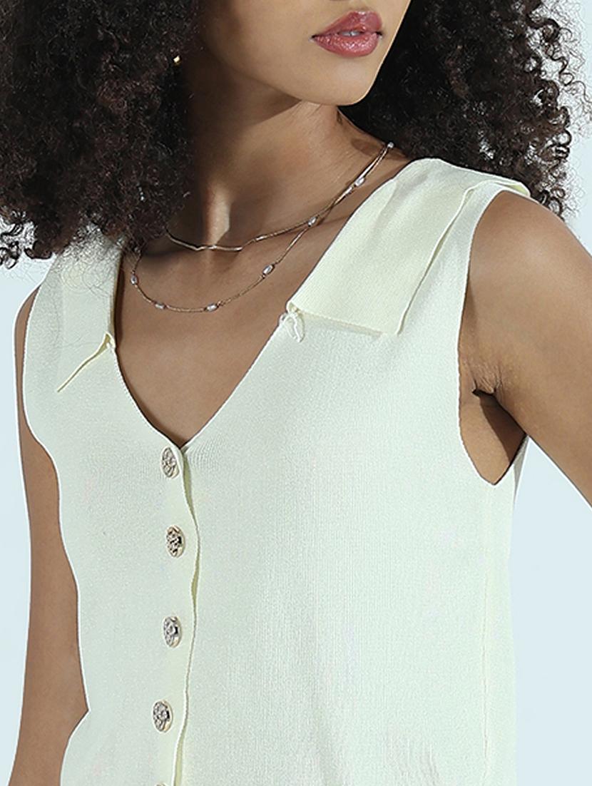 women white collared sleeveless vest top - 21941903 - Standard Image - 2