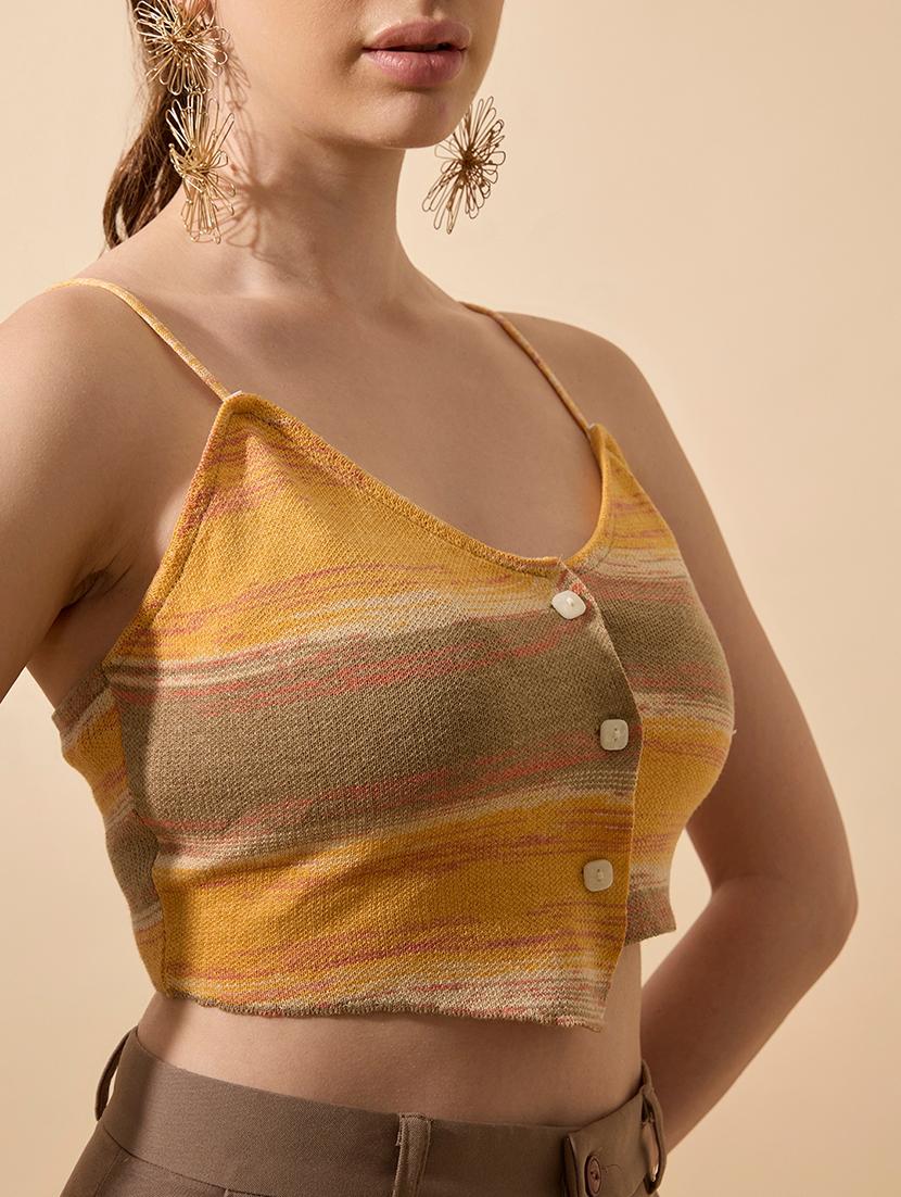 women printed shoulder strap crop tank top - 21941904 - Standard Image - 2