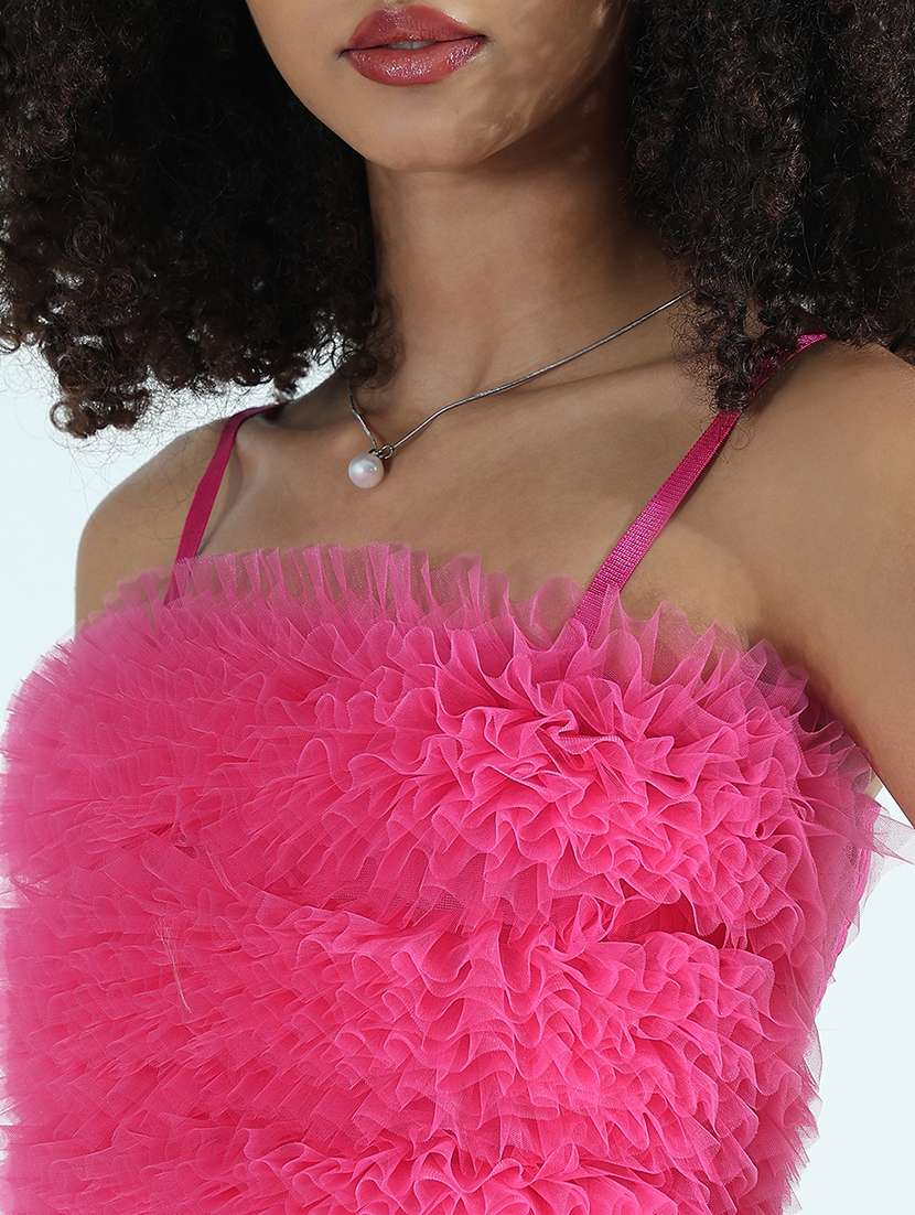women solid shoulder strap crop top - 21941920 - Standard Image - 2