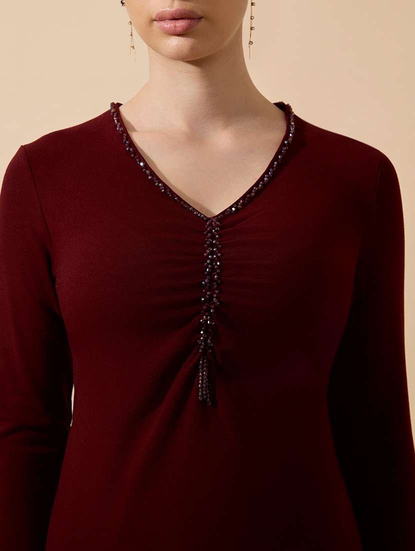 women maroon solid long sleeve regular top - 21941921 -  Standard Image - 2