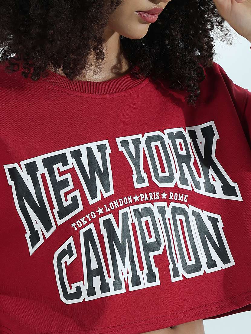 women printed long sleeve crop sweatshirt - 21941934 -  Standard Image - 2