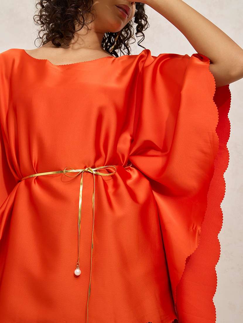 women orange solid kimon sleeve kaftan top - 21941942 -  Standard Image - 2