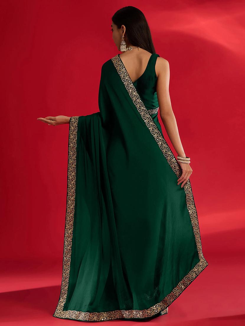 women solid with bordered saree with blouse - 21941987 - Standard Image - 2