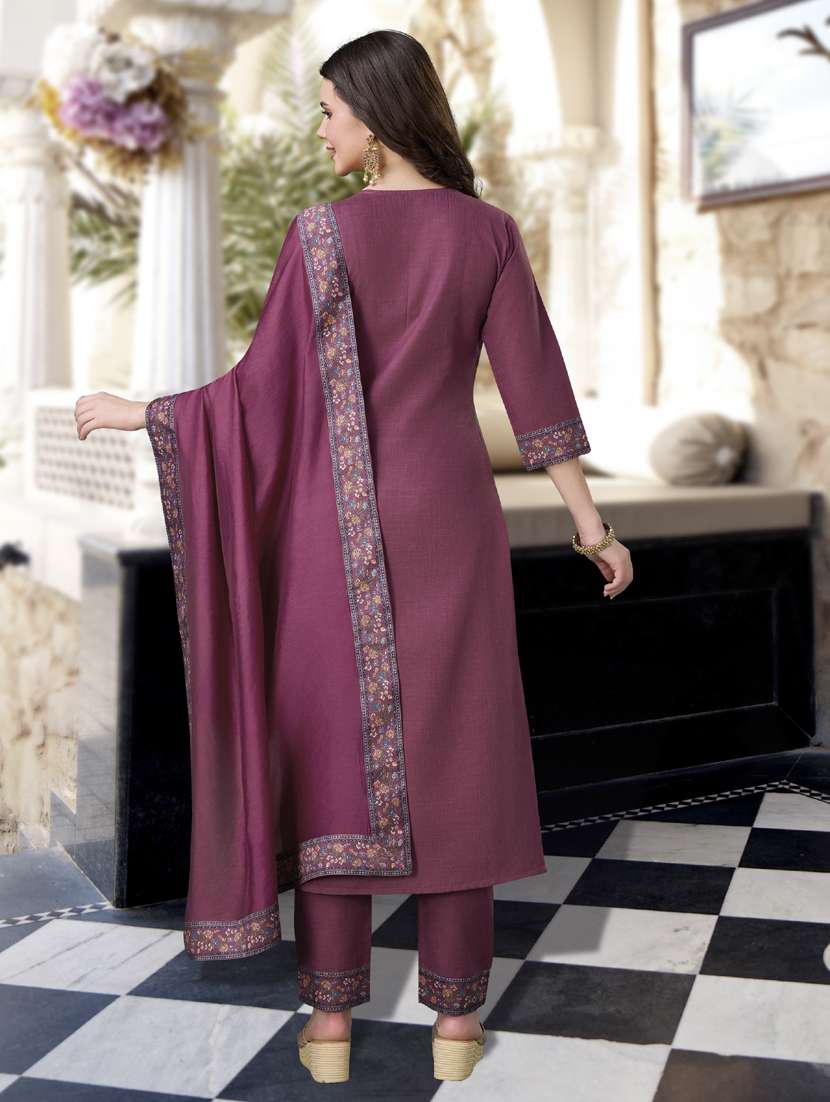women three quarter sleeve kurta pant with dupatta set - 21942010 - Standard Image - 2