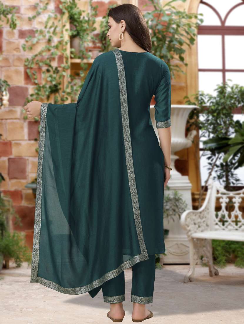 women three quarter sleeve kurta pant with dupatta set - 21942027 - Standard Image - 2