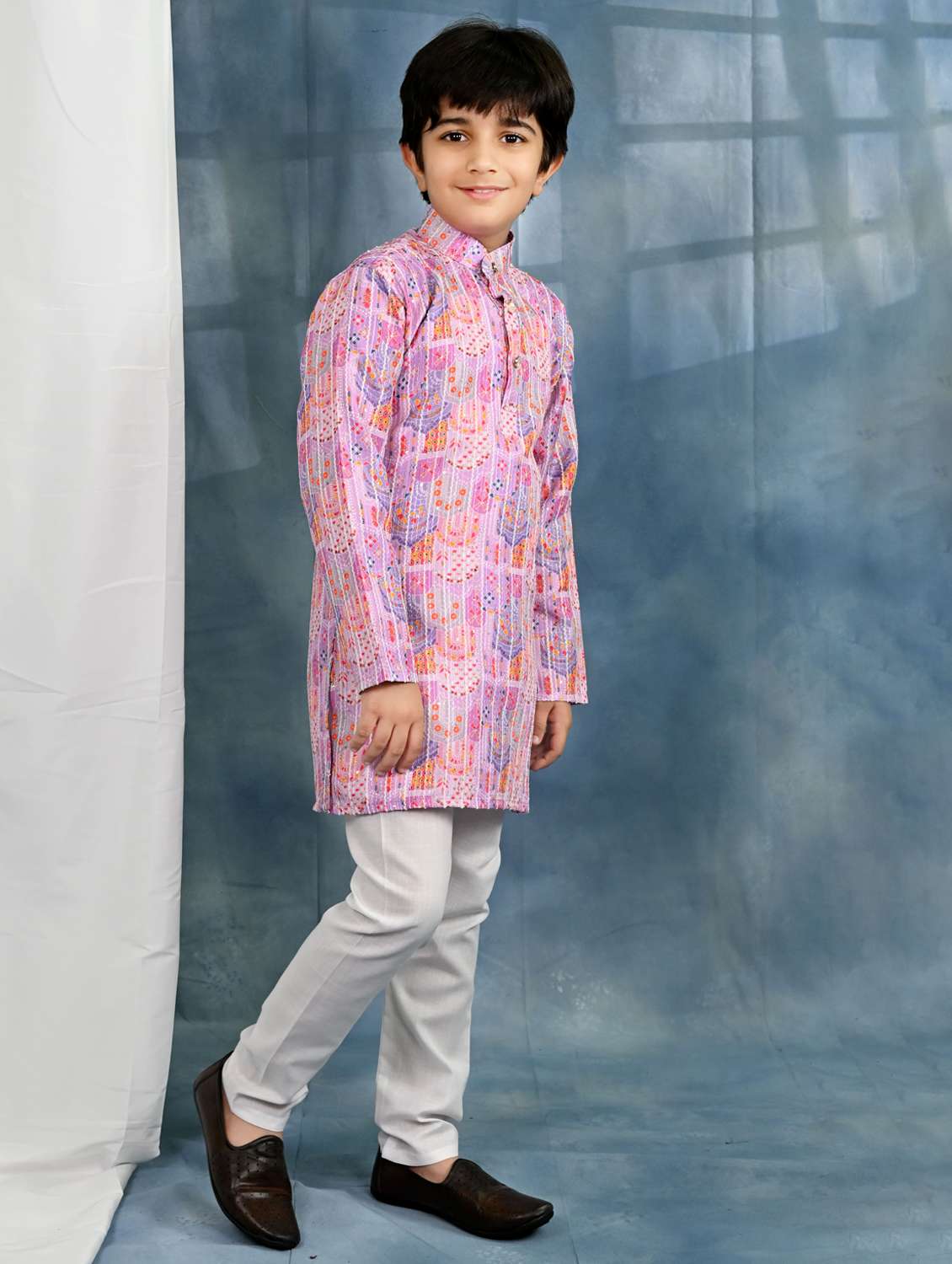 boys printed long sleeve kurta & pyjama set - 21942049 - Standard Image - 2
