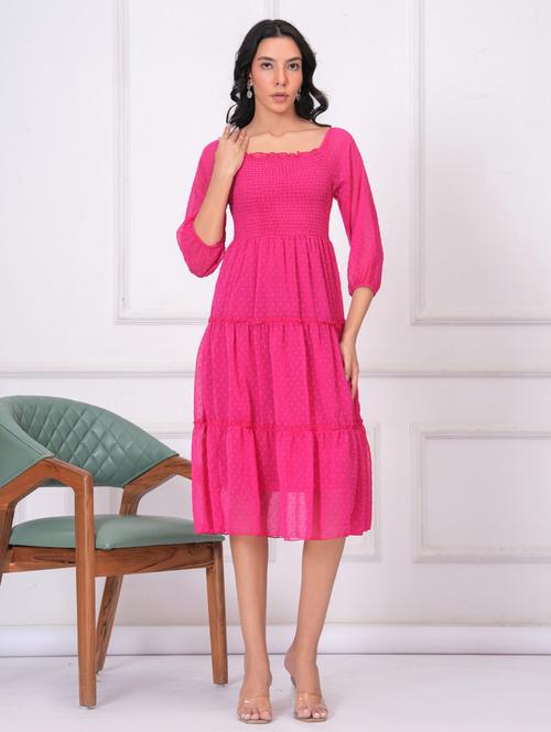 women self dessigned puff sleeve tiered dress - 21942104 - Standard Image - 0