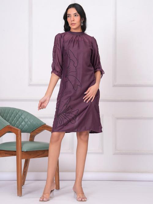 women embroidered puff sleeve sheath dress - 21942118 -  Standard Image - 0
