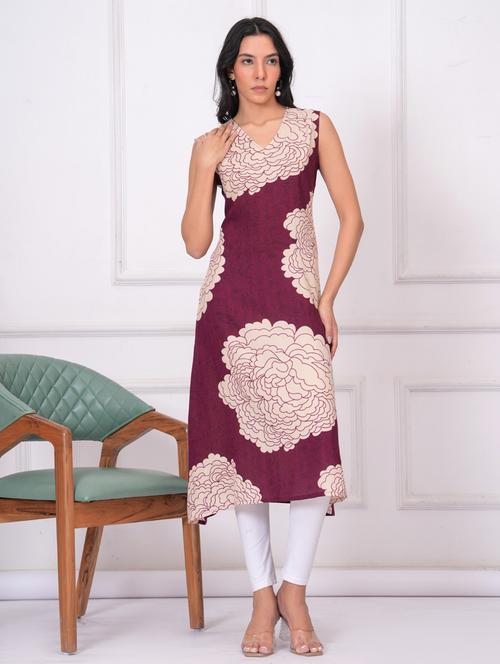 women floral print sleeveless a-line kurta - 21942122 - Standard Image - 0