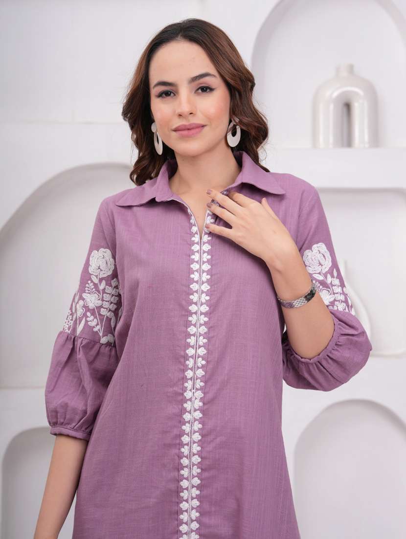 women embroidered puff sleeve a-line dress - 21942128 - Standard Image - 2
