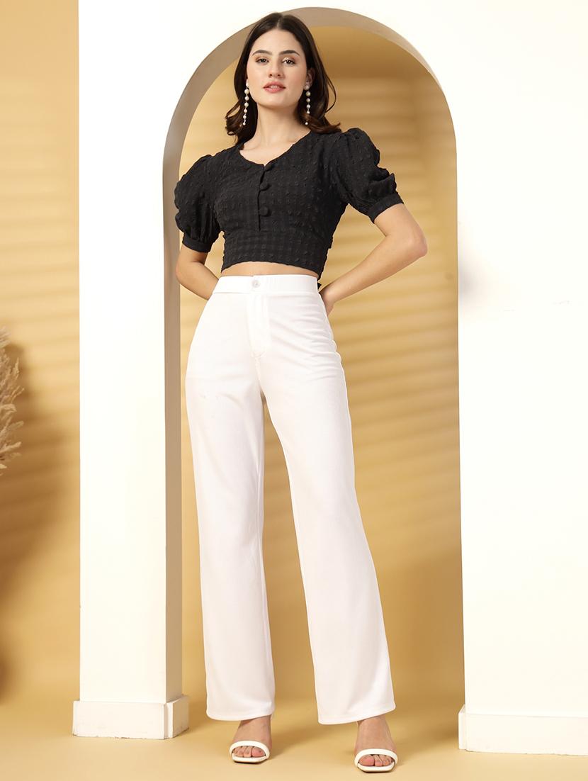 women self designed puff sleeve crop top - 21942216 - Standard Image - 7