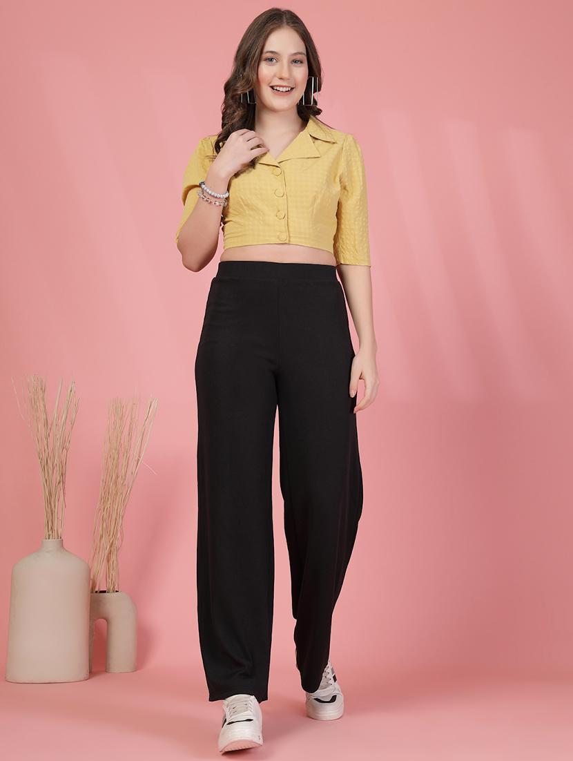women checkered lapel neck crop shirt top - 21942227 - Standard Image - 7