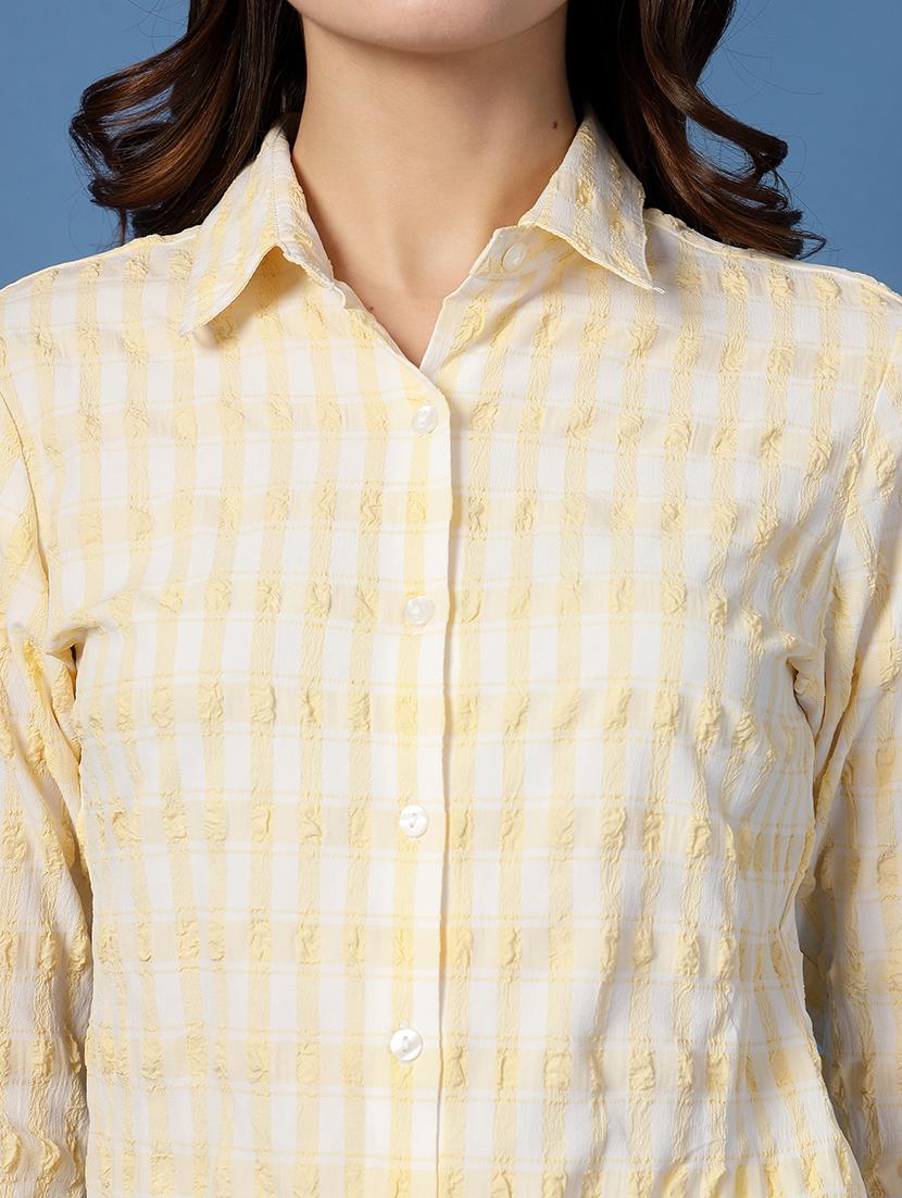 women checkered collared long sleeve shirt - 21942236 - Standard Image - 2
