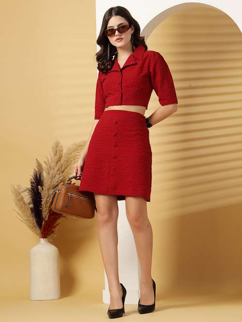 women self designed top and skirt co-ord set