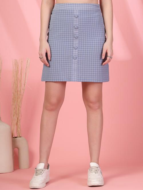 women checkered high rise straight skirt - 21942259 -  Standard Image - 0