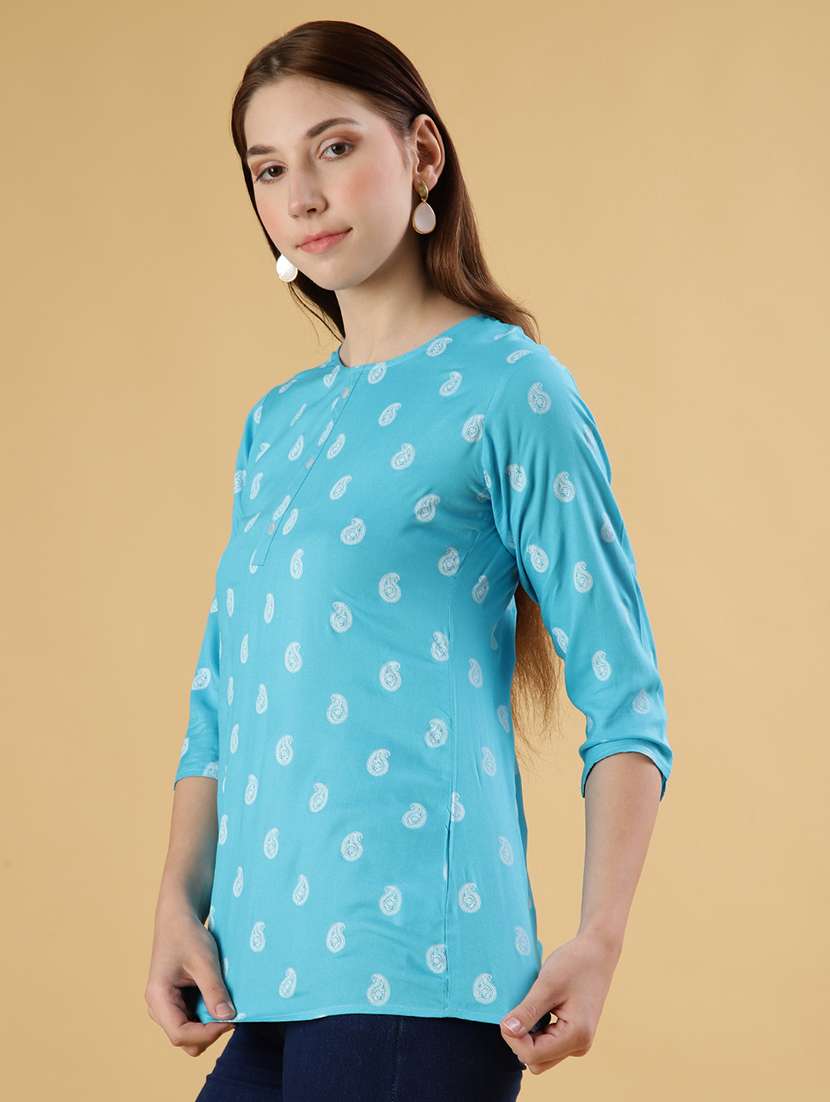 women printed three quarter sleeve kurti - 21942924 -  Standard Image - 2