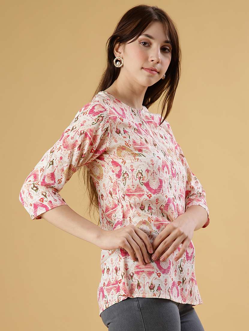 women printed three quarter sleeve kurti - 21942925 -  Standard Image - 2