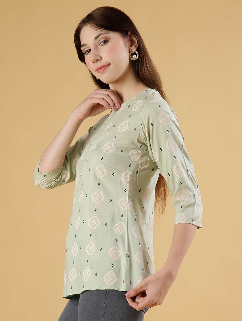 women printed three quarter sleeve kurti - 21942926 -  Standard Image - 2