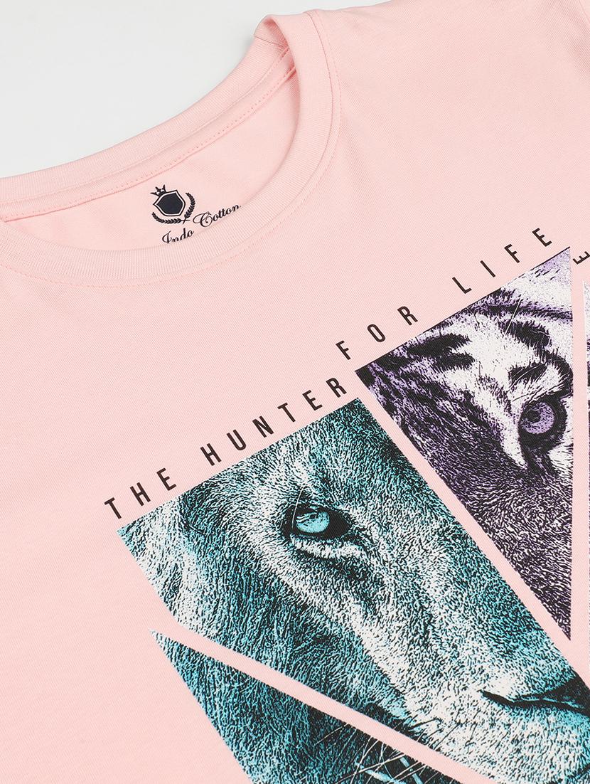 men front print round neck regular fit t-shirt - 21942975 - Standard Image - 2