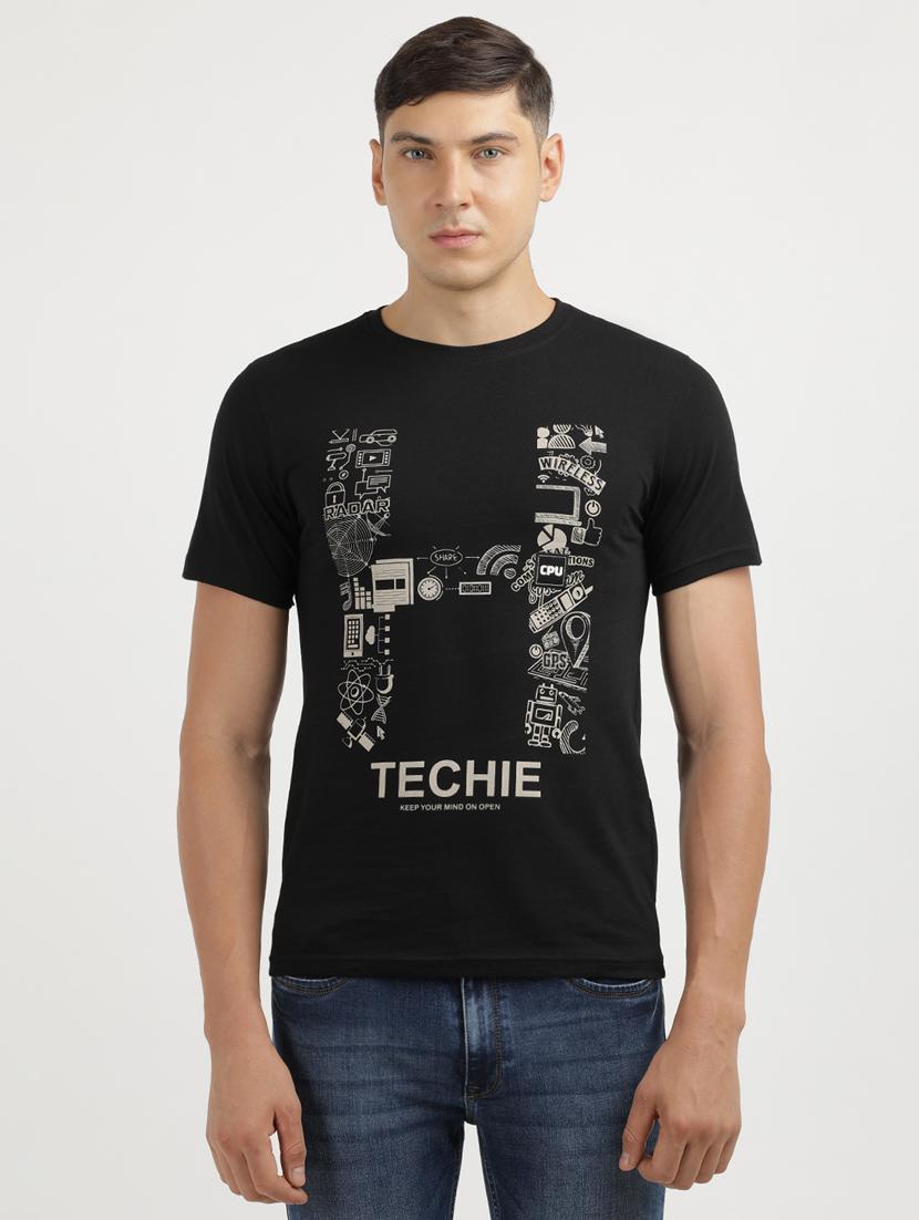 men front print round neck regular fit t-shirt - 21942991 - Zoom Image - 0