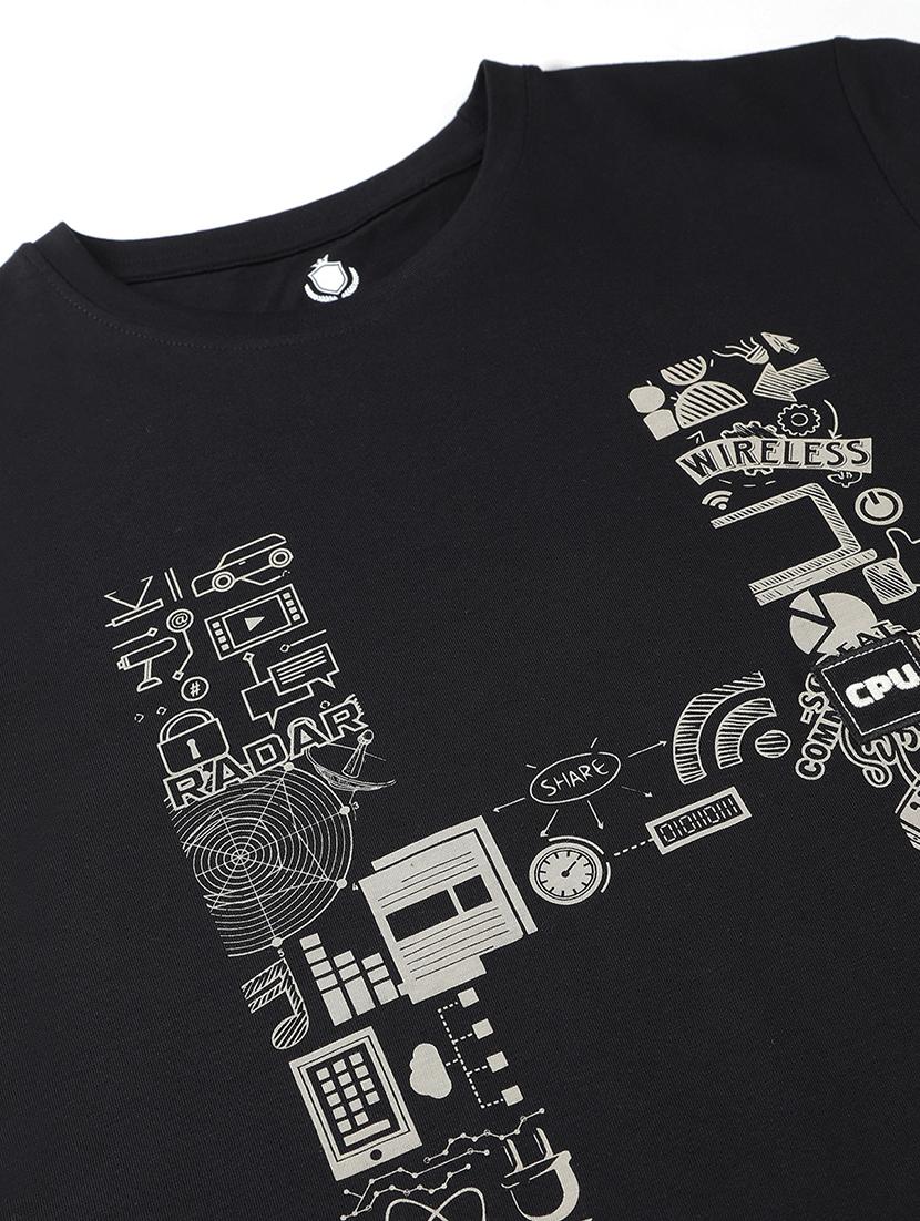 men front print round neck regular fit t-shirt - 21942991 - Standard Image - 2