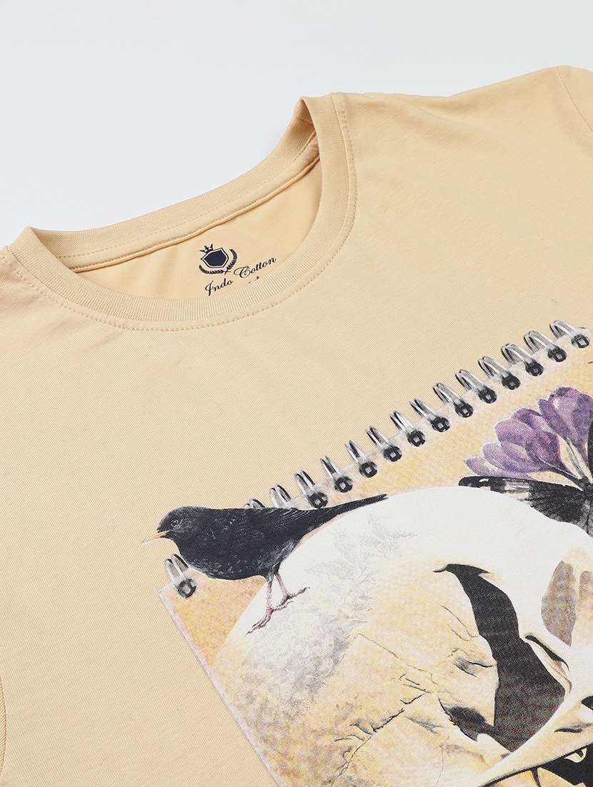 men front print round neck regular fit t-shirt - 21942995 - Standard Image - 2