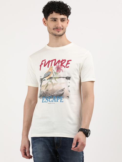 men front print round neck regular fit t-shirt - 21943006 - Standard Image - 0