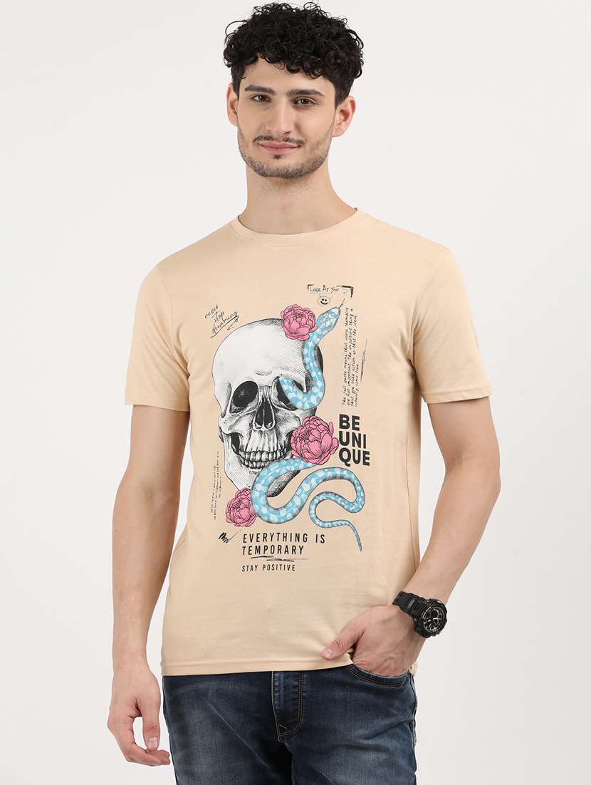men front print round neck regular fit t-shirt - 21943009 -  Zoom Image - 0