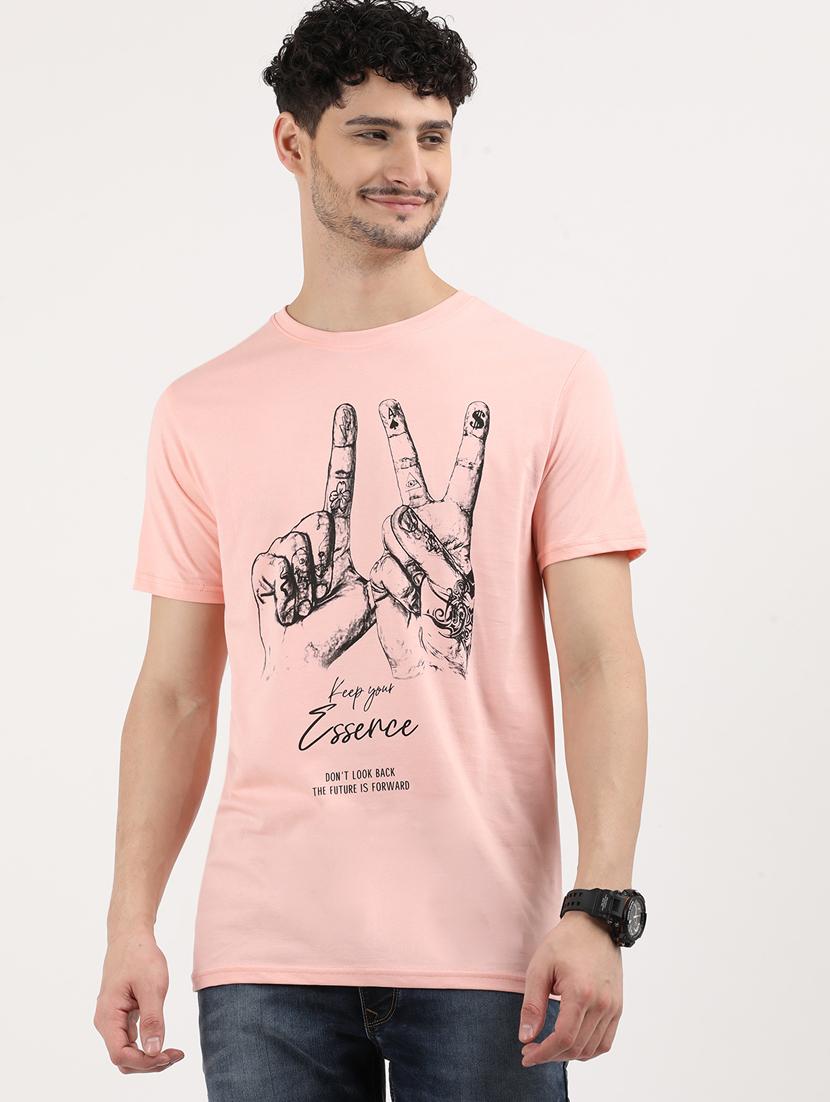 men front print round neck regular fit t-shirt - 21943011 - Zoom Image - 0