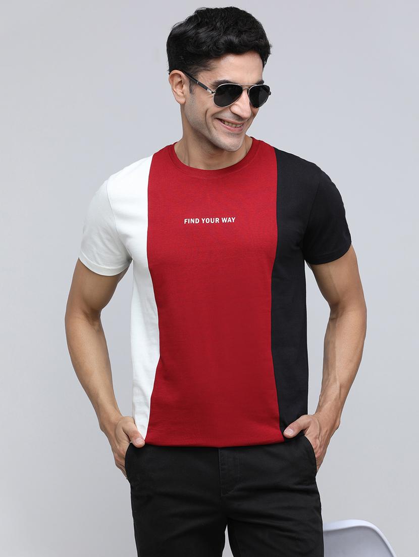 men color block short sleeve slim fit t-shirt - 21943024 - Zoom Image - 0