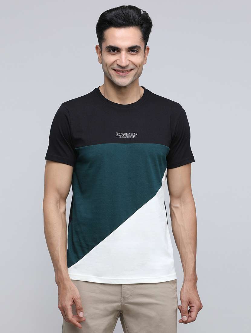 men color block short sleeve slim fit t-shirt