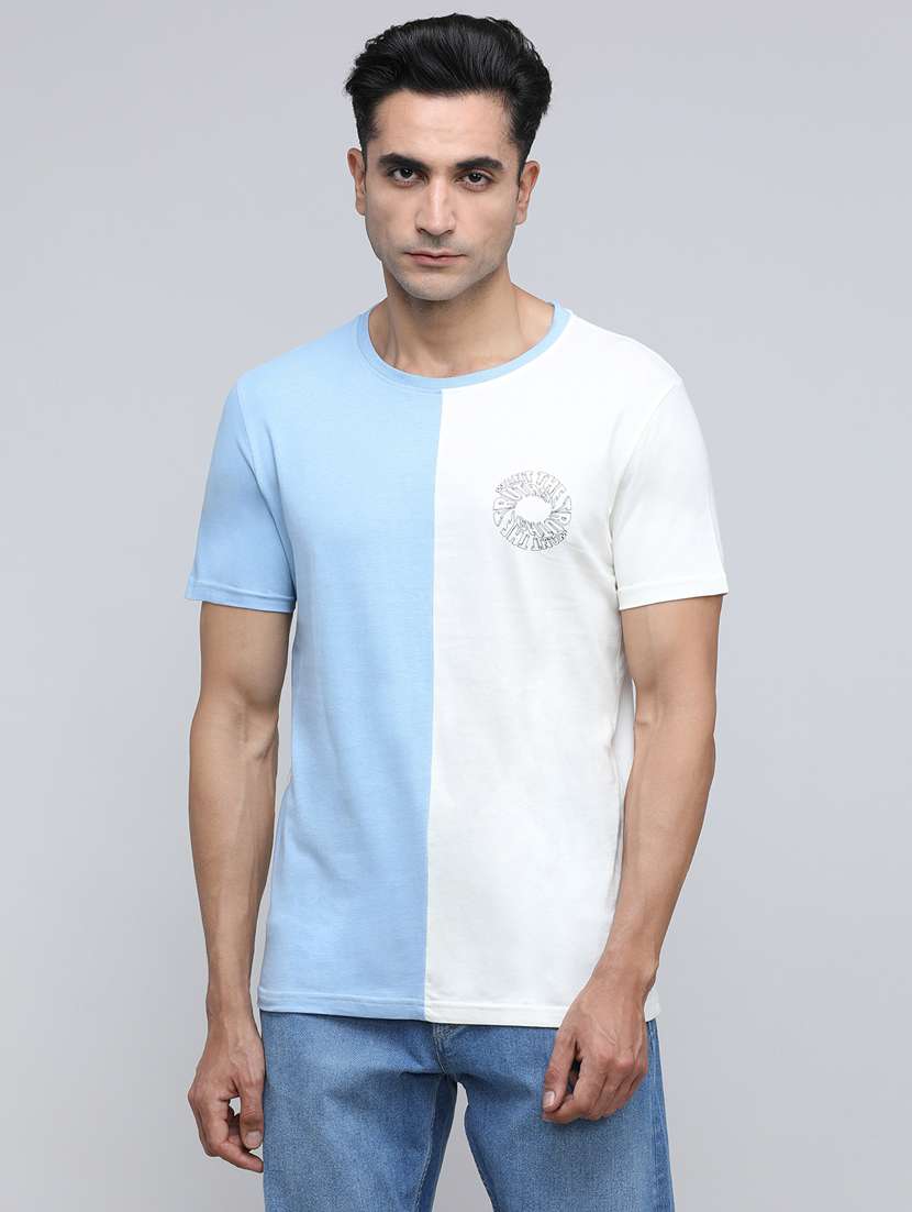 men color block short sleeve slim fit t-shirt - 21943029 - Zoom Image - 0