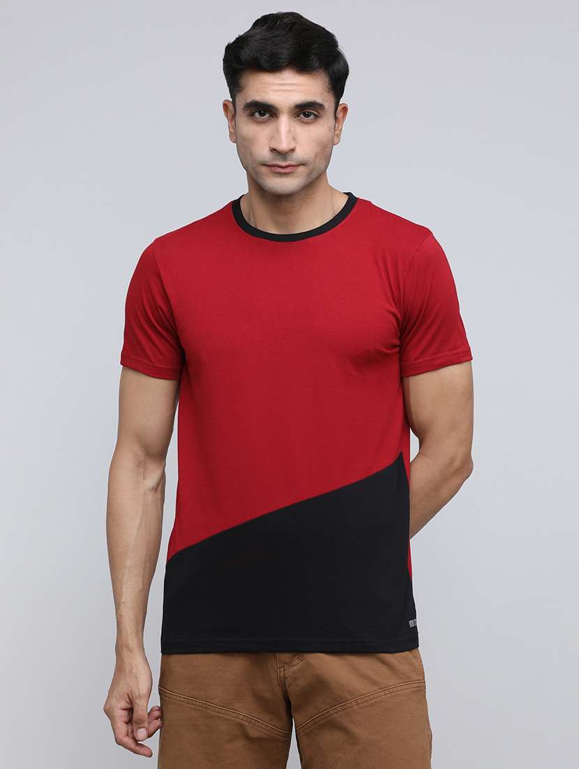 men color block short sleeve slim fit t-shirt