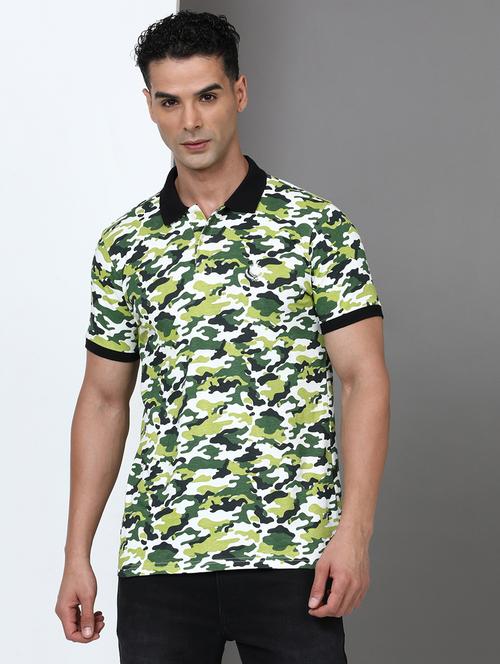 men printed short sleeve slim fit polo t-shirt - 21943047 - Standard Image - 0