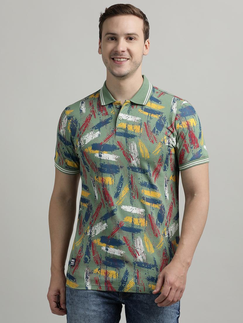 men printed short sleeve slim fit polo t-shirt - 21943048 - Zoom Image - 0