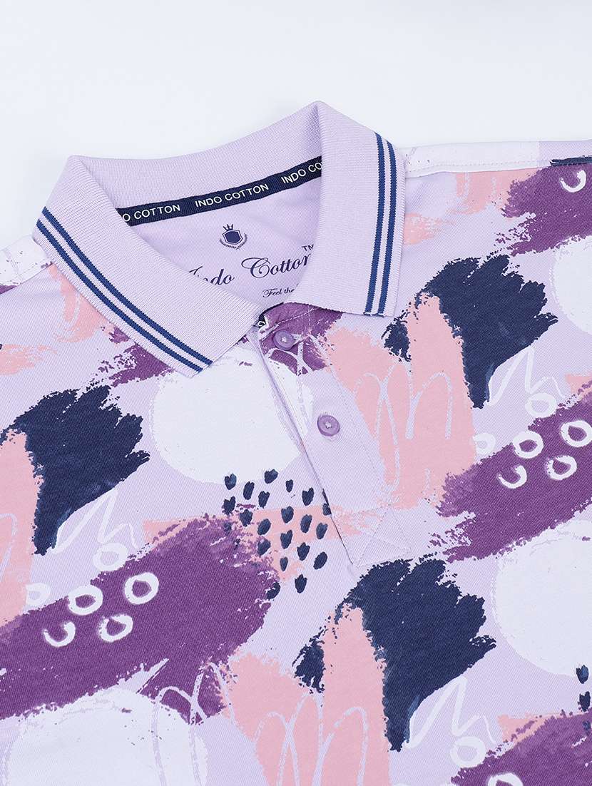 men printed short sleeve slim fit polo t-shirt - 21943050 -  Standard Image - 2