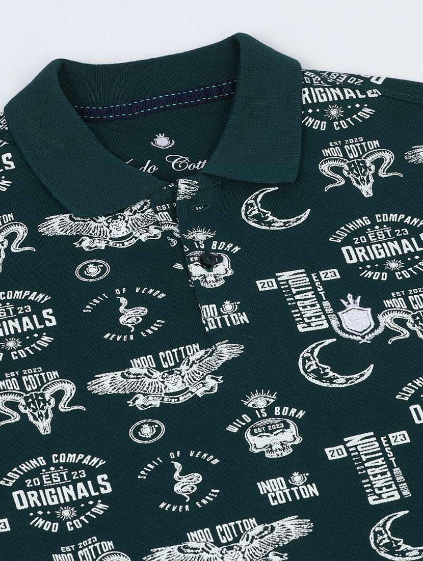 men printed short sleeve slim fit polo t-shirt - 21943059 -  Standard Image - 2