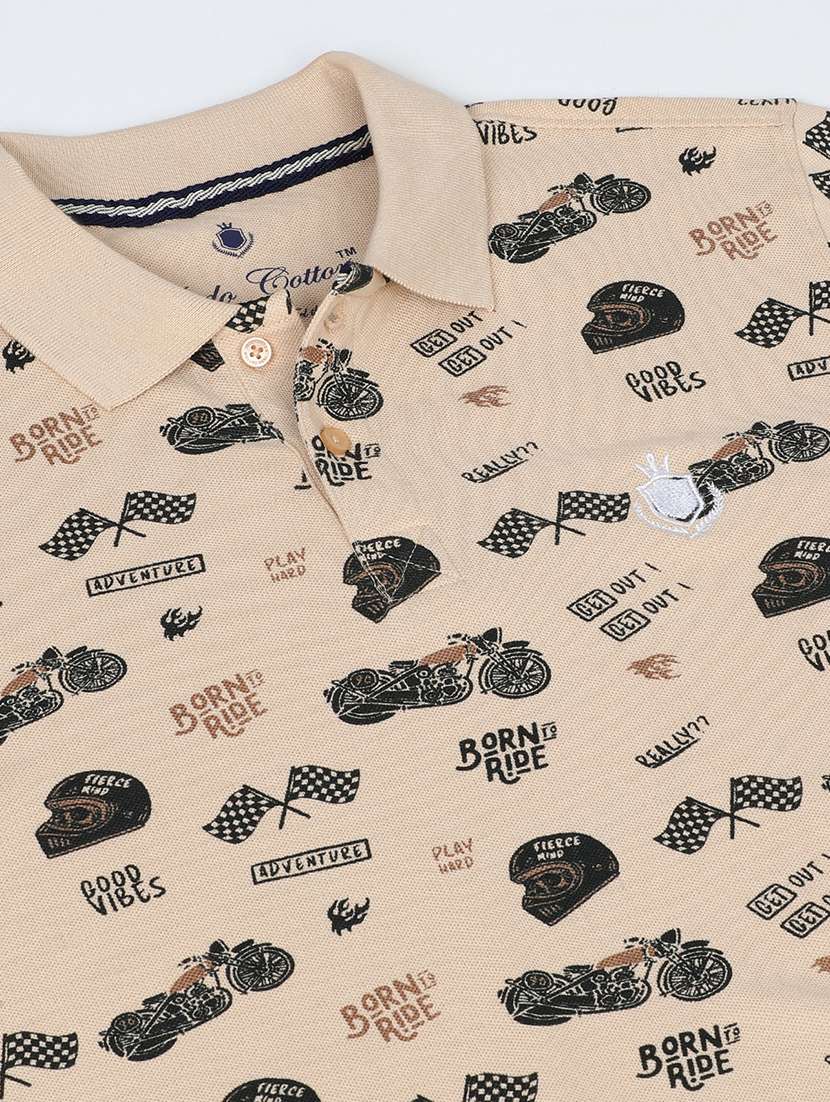 men printed short sleeve slim fit polo t-shirt - 21943060 -  Standard Image - 2