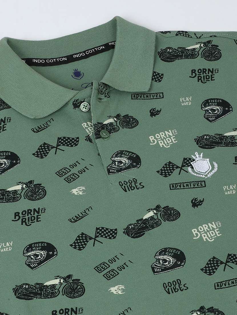 men printed short sleeve slim fit polo t-shirt - 21943061 - Standard Image - 2