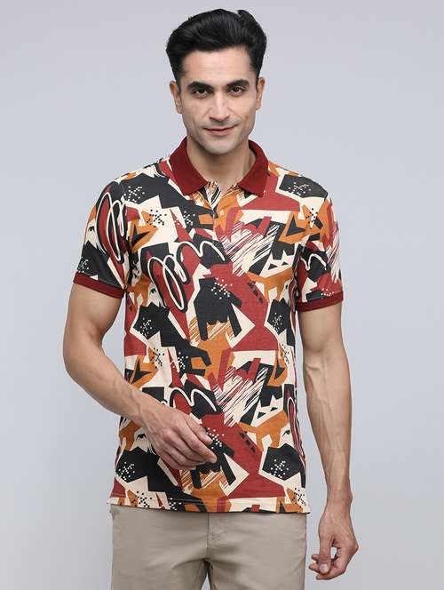 men printed short sleeve slim fit polo t-shirt - 21943063 -  Standard Image - 0