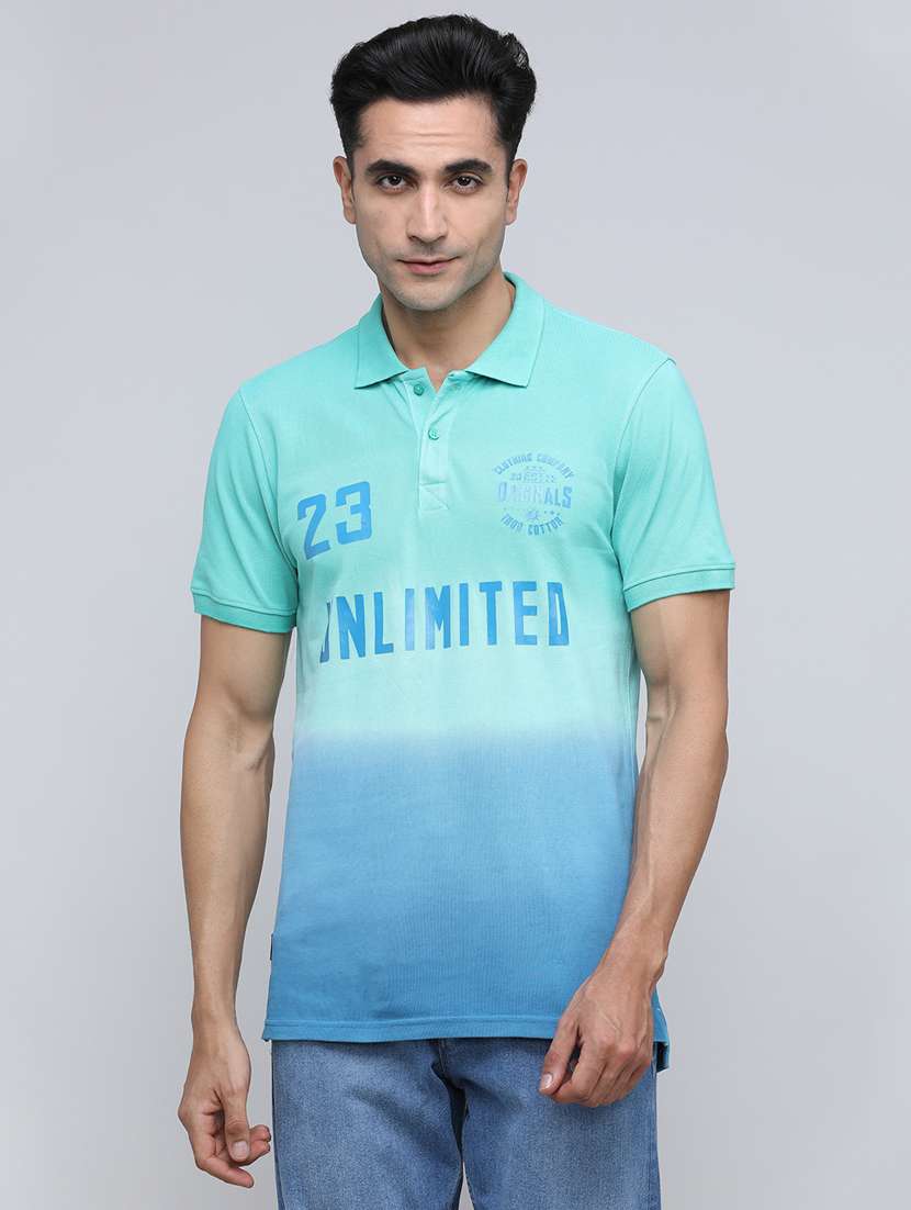 men printed short sleeve slim fit polo t-shirt - 21943065 - Zoom Image - 0