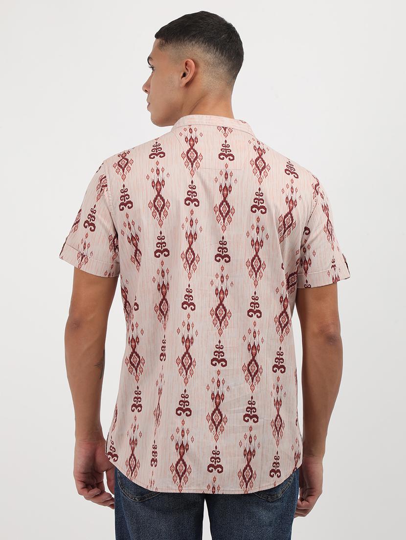 men printed mandarin neck short kurta - 21943071 - Standard Image - 2