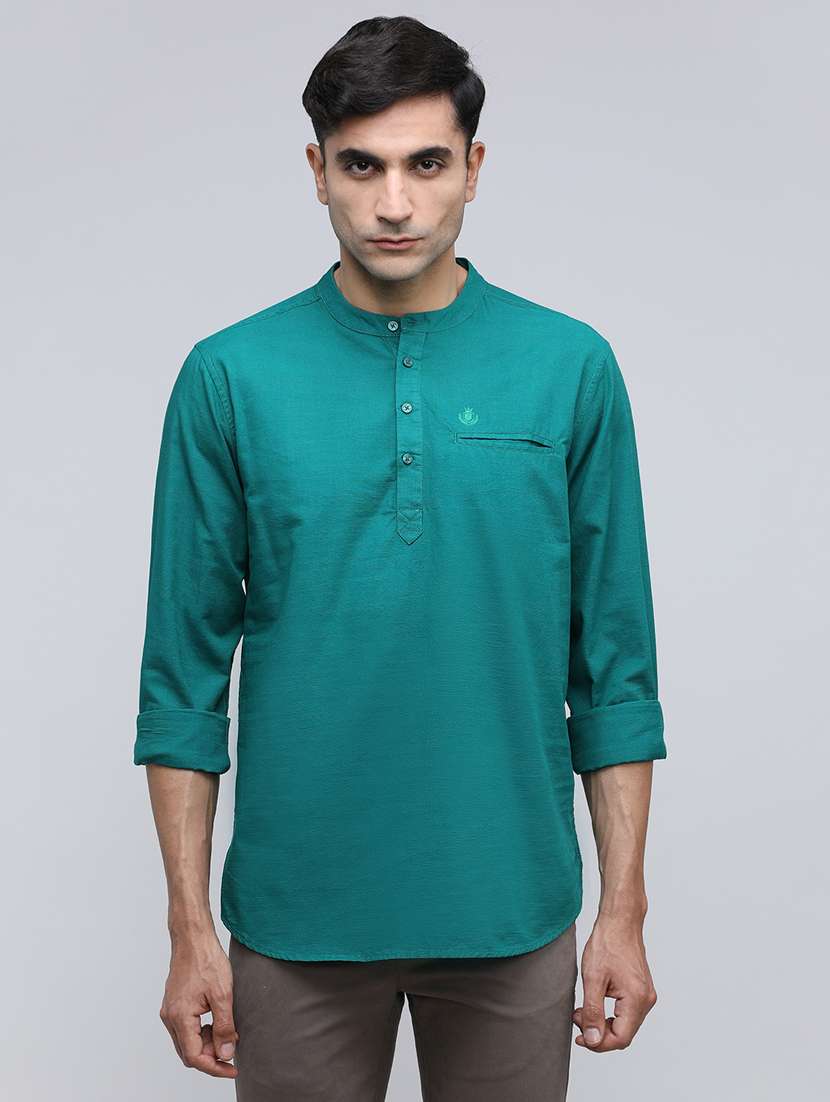 men solid mandarin neck short kurta