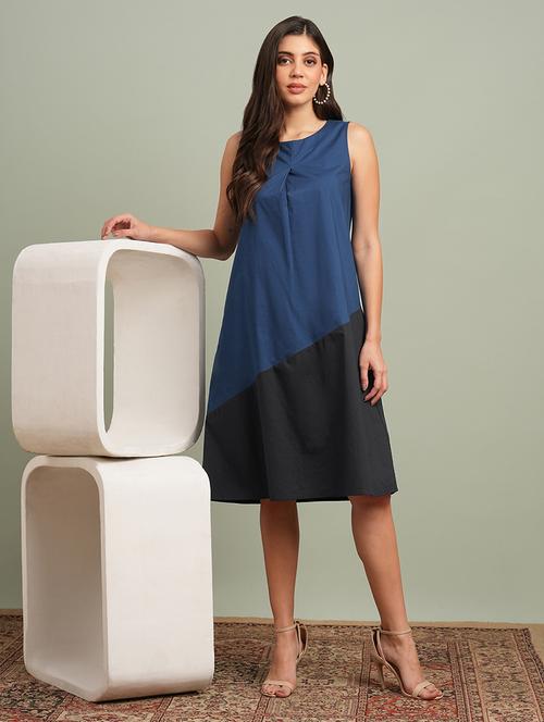 women color blocked sleeveless a-line dress - 21943127 - Standard Image - 0