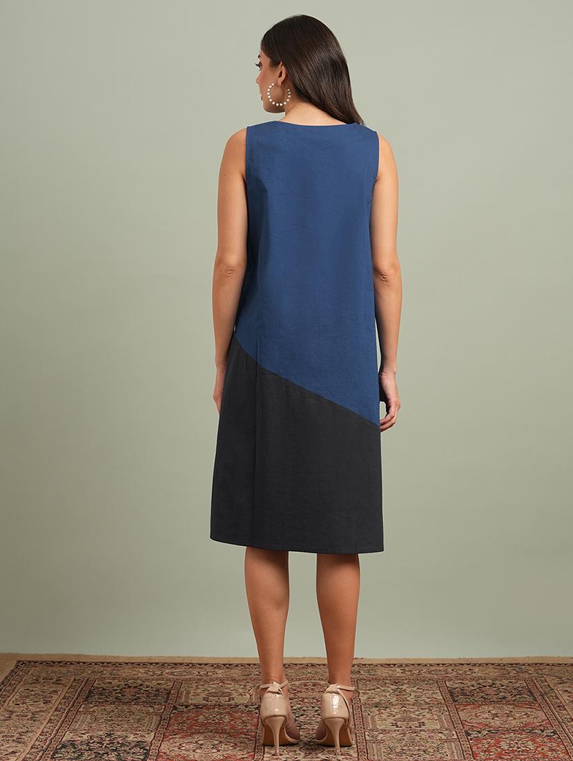 women color blocked sleeveless a-line dress - 21943127 - Standard Image - 2