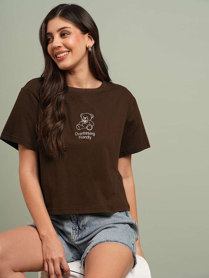 women printed short sleeve boxy t-shirt