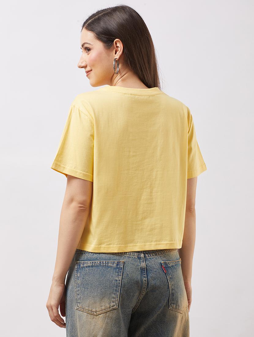 globus women yellow round neck short sleeves cherry print boxy t-shirt - 21943224 - Standard Image - 2