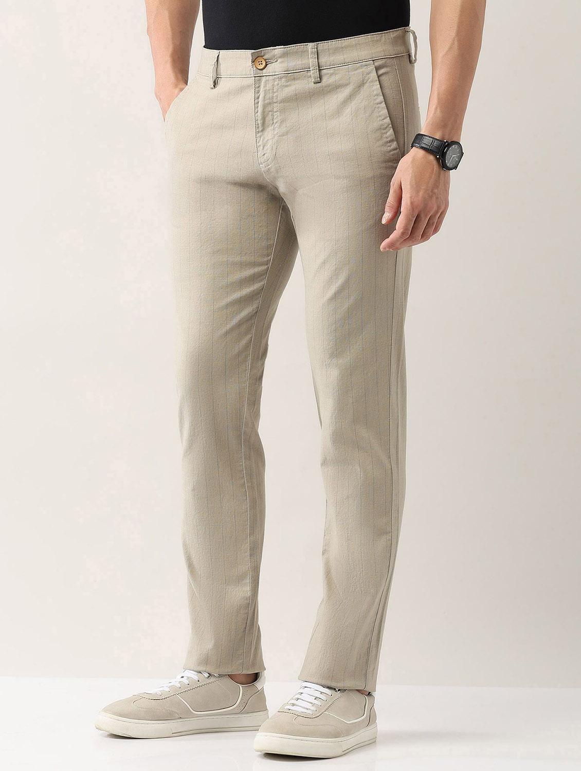 men striped md rise flat front casual chinos - 21943280 - Standard Image - 2
