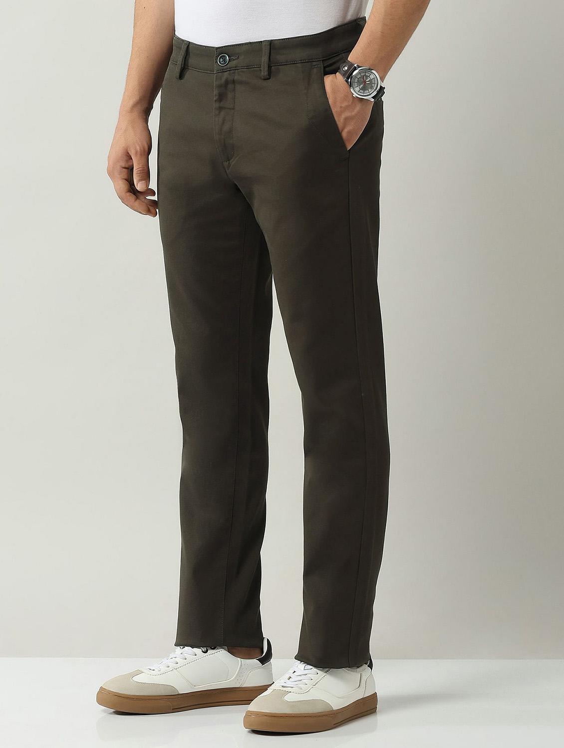 men solid md rise flat front casual chinos - 21943282 - Standard Image - 2